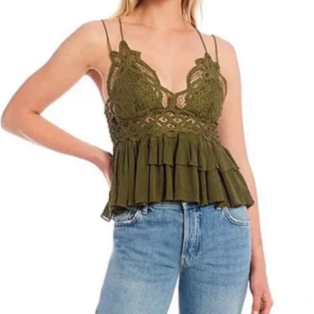 🌺NWT Free People Olive Green Adella Cami Top